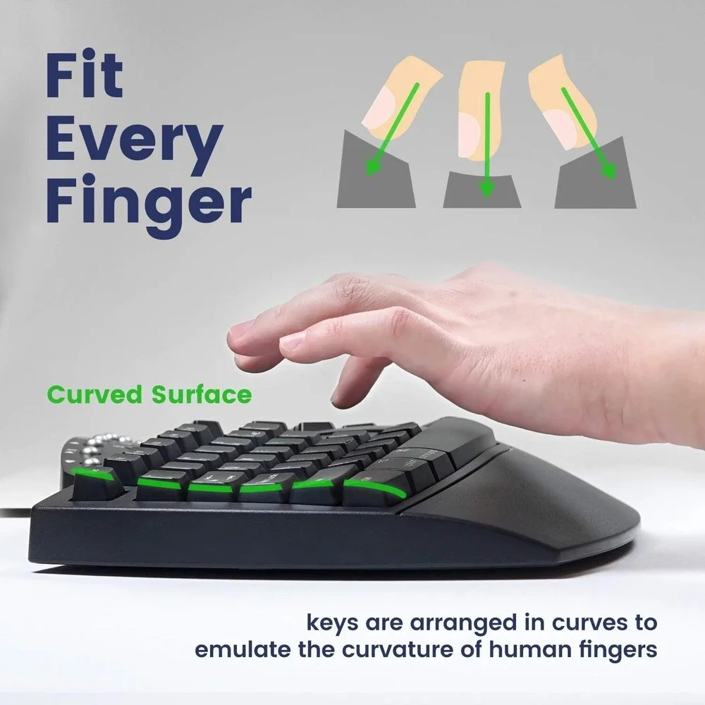 Perixx Periboard-512 Wired Ergonomic Split Keyboard Palm Rest Multimedia Keys‎